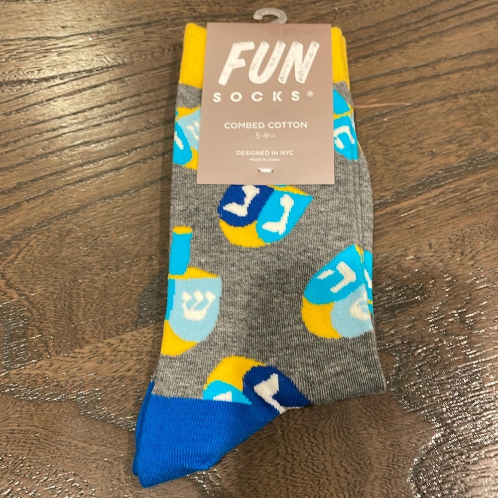 Blue & Yellow Dreidel Women’s Socks - Fun Socks Brand